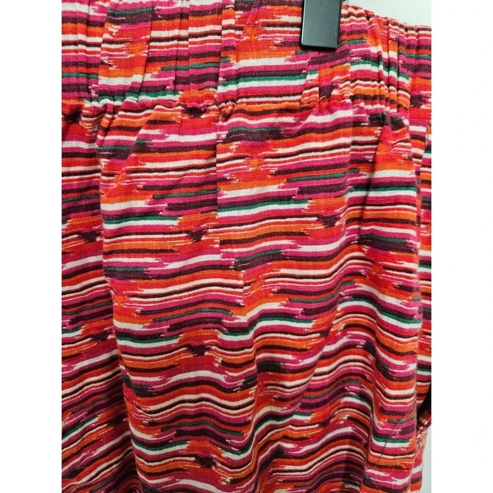 LOFT Womens Red Multi Stripe Ikat‎ Pull On Linen Blend Shorts 567402 Size L